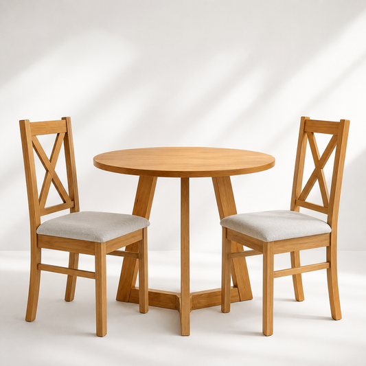 Mesa Toscana 70 cm + 2 Sillas Color Miel